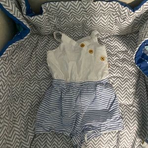 Emma’s garden 24m romper white and blue